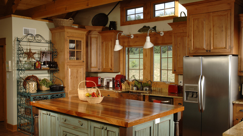 lights in a wood kitchen