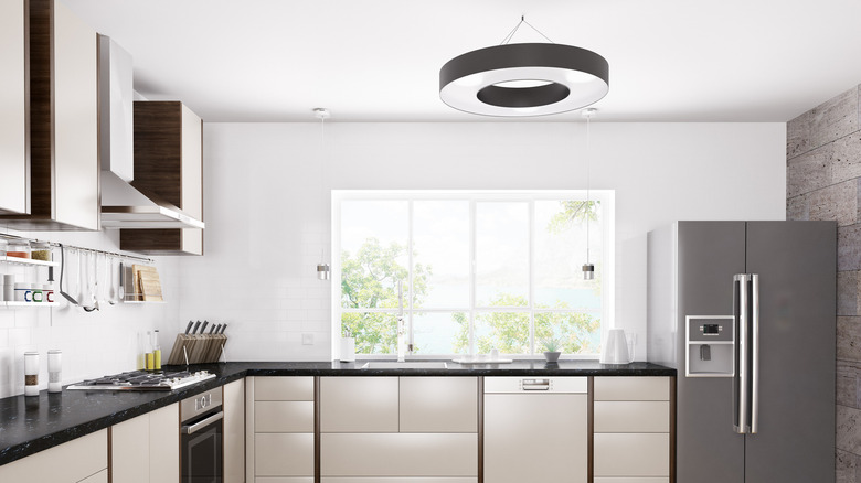 ring light in a kitchen