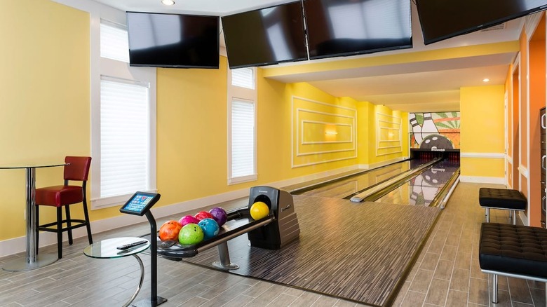 high end Airbnb with bowling alley 