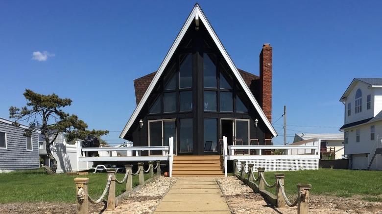 A-frame house on beach