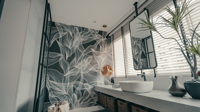 Bathroom with green accents