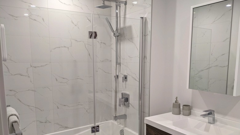 Minimalist gray bathroom