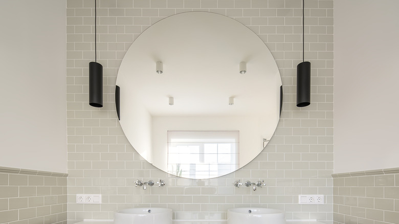 Large round bathroom mirror