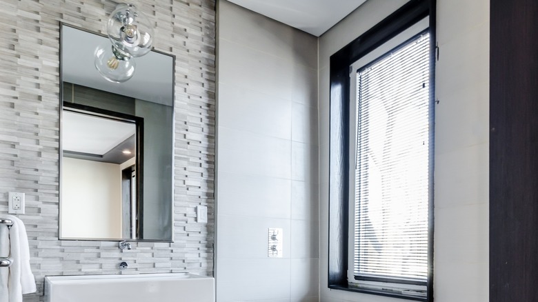 Gray and white bathroom