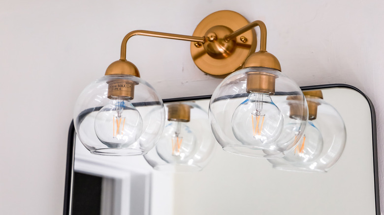 Task lighting over bathroom mirror