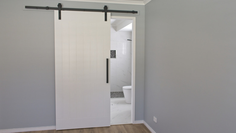 Barn door on a bathroom