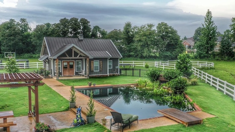 Rustic pool and cabin