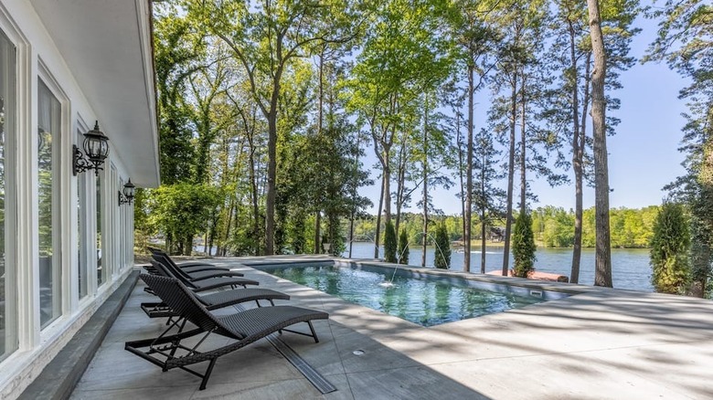 pool with lake view