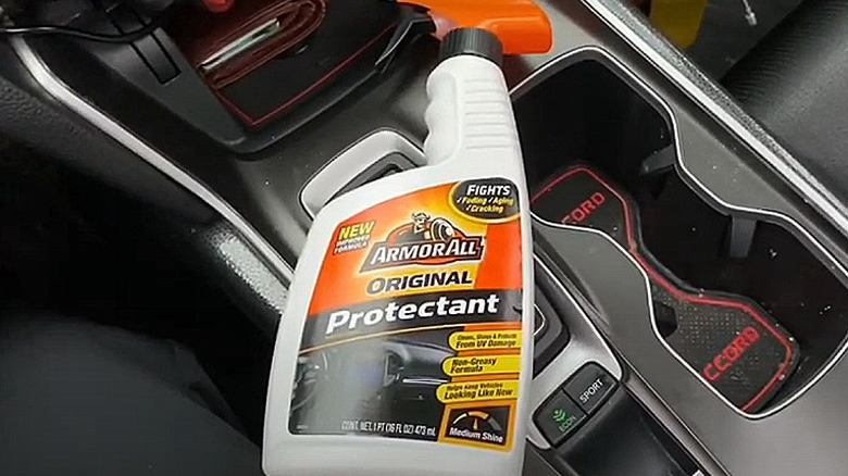 Vinyl protectant inside a car