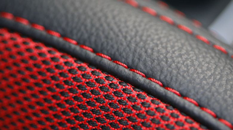 Closeup car seat seams