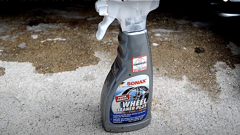 Closeup sonax wheel cleaner