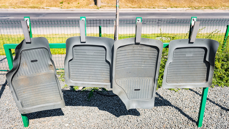 Hanging rubber car mats