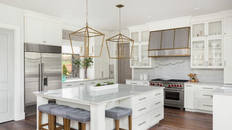 gold light fixture kitchen