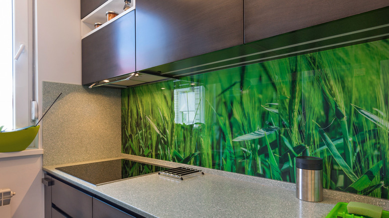 backsplash mural of growing wheat