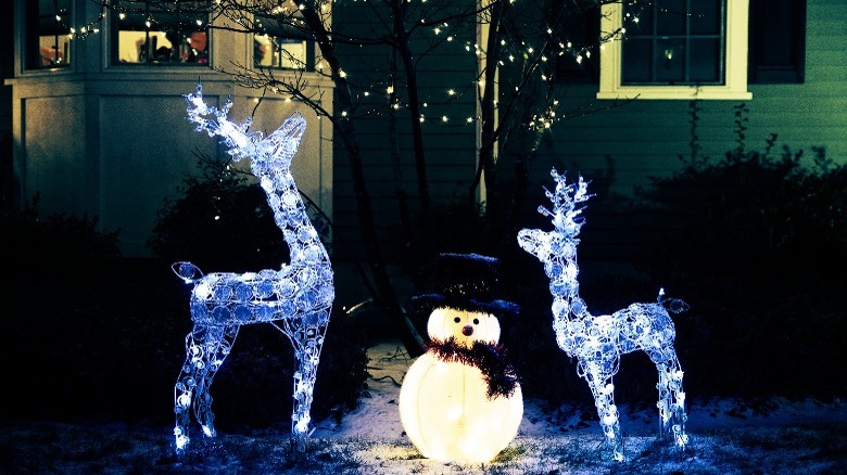 Light up reindeer and snowman