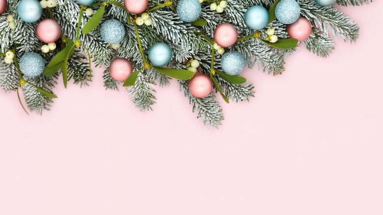 Pink and blue Christmas ornaments