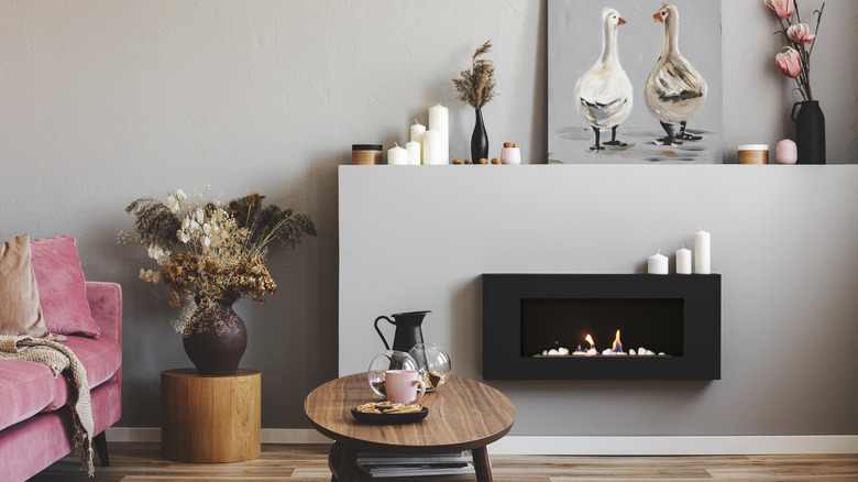 living room with candles