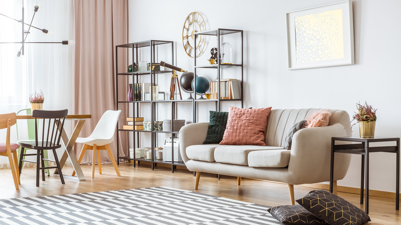 shelves in a living room