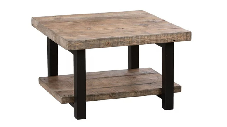 Rustic cube coffee table with second slab