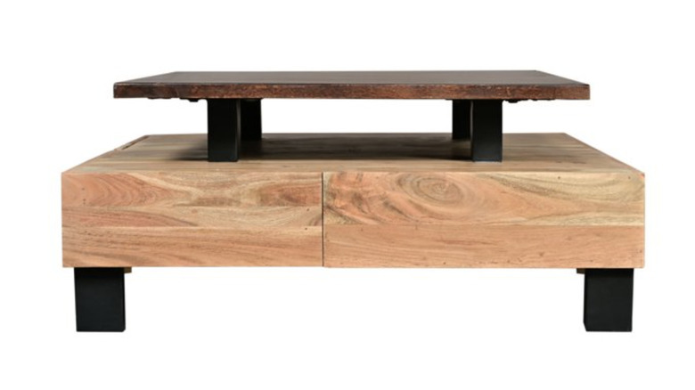 coffee table with top slabs and two drawers below