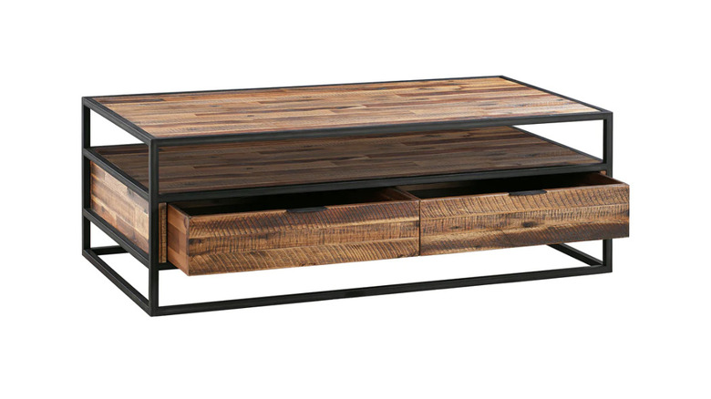 coffee table with second compartment and two drawers