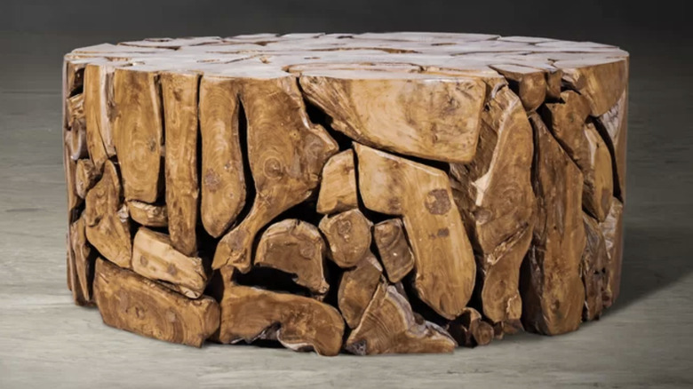 Round teak root coffee table