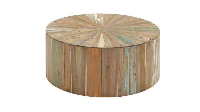 Round Reclaimed Wood Coffee Table with colours