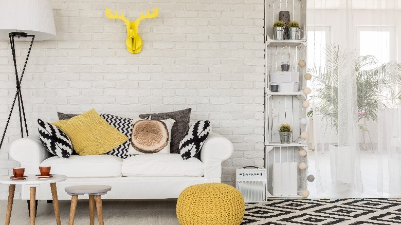 Modern room with yellow accents