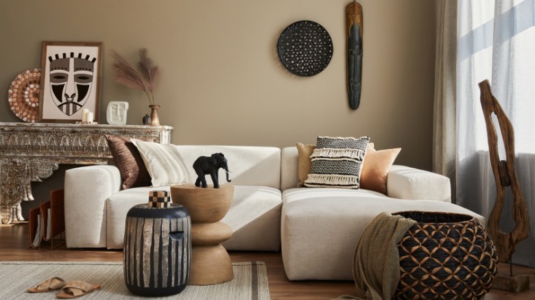 Brown and tan decorated room