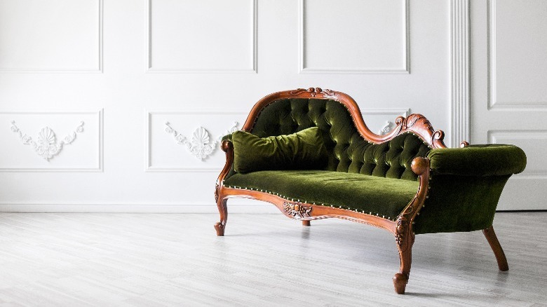 Green chaise lounge