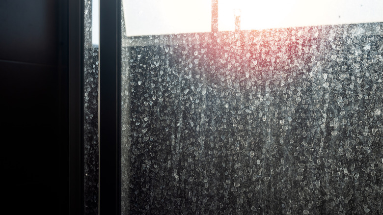 Water stains on glass shower door