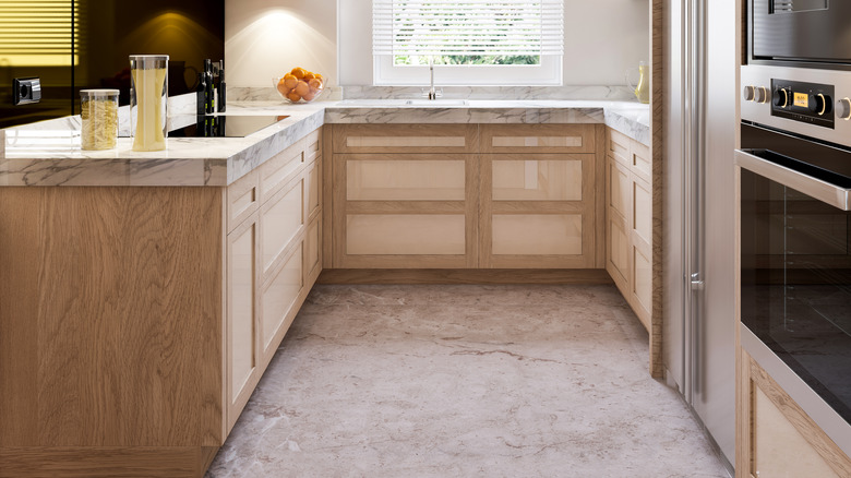 marble floor in kitchen