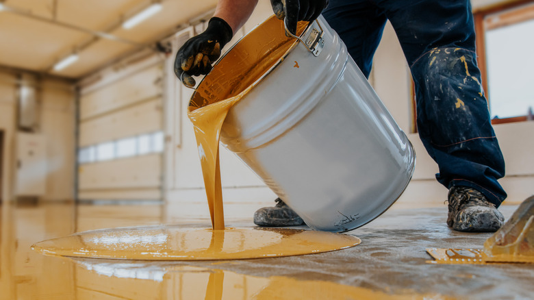 epoxy poured onto floor