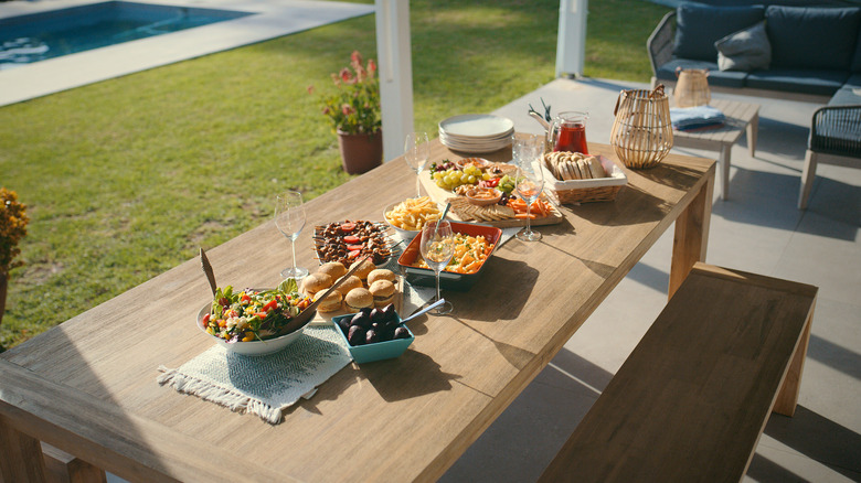Food on a table outdoors