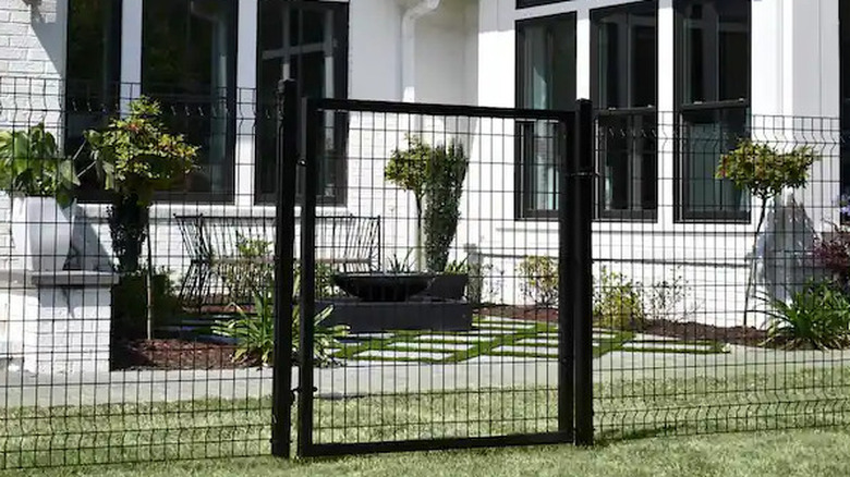 Black grid fence