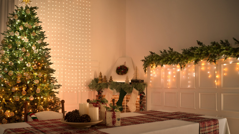 Govee lights on a Christmas tree, wall, and holiday decor