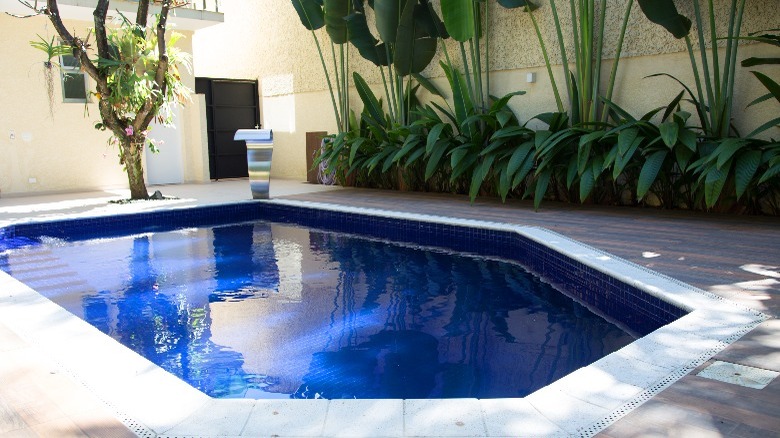 Pool with deep blue tiles