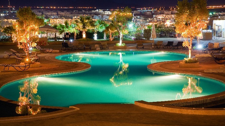 Large pool at night