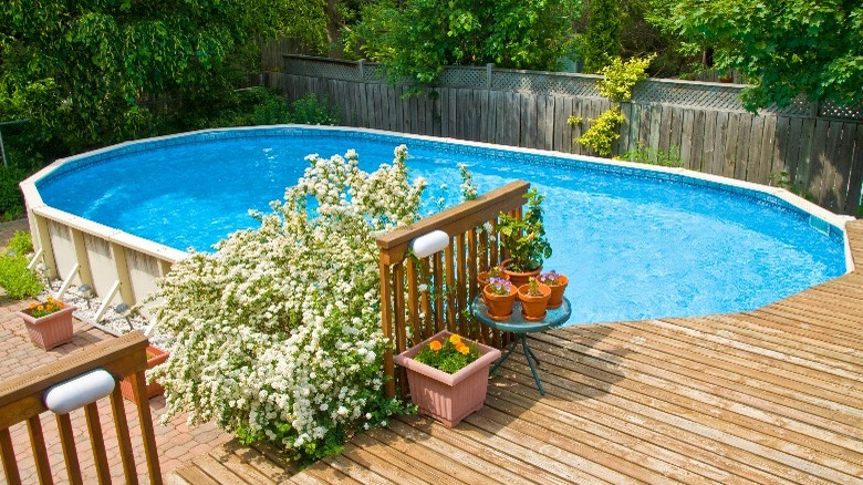 Above ground pool with deck