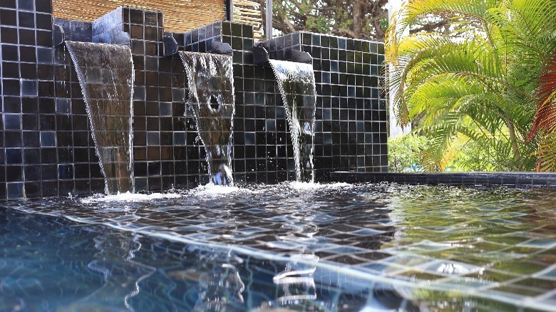 Pool with waterfalls