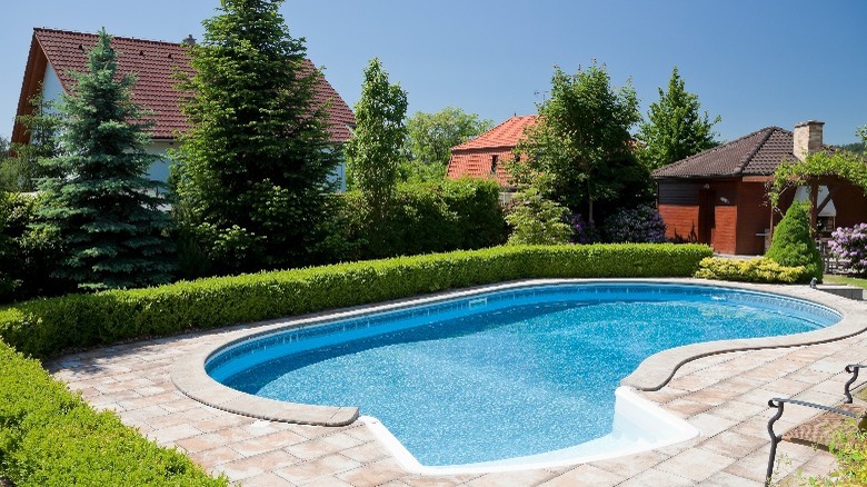 Oblong outdoor pool