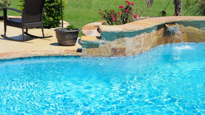 Pool with cascading water