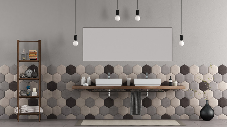 Greyscale hexagonal wall tiles