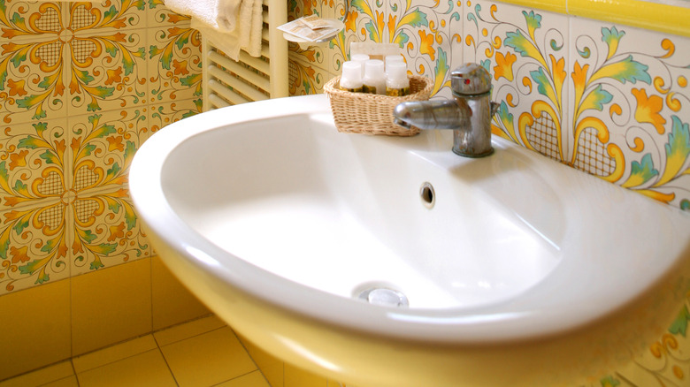 Yellow mosaic wall tiles