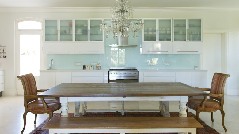 light kitchen with dark furniture 