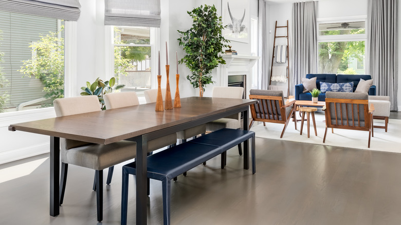 blue dining room bench