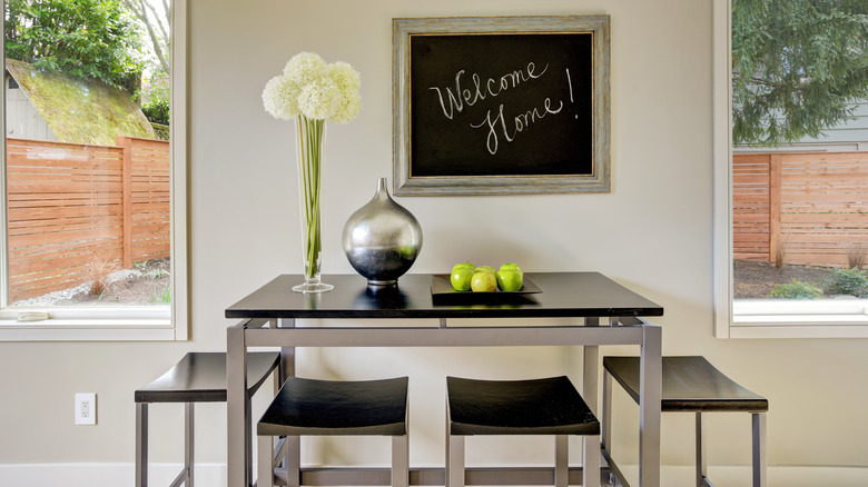 black and metal table setup