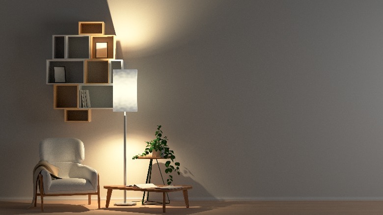 Living room with standing lamp