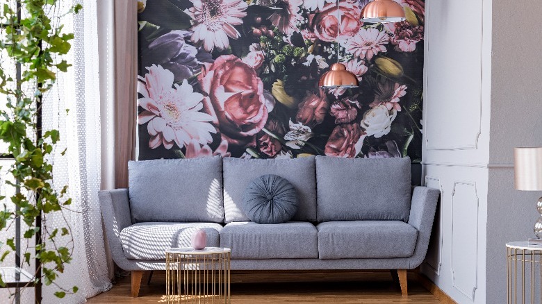 floral wall in room