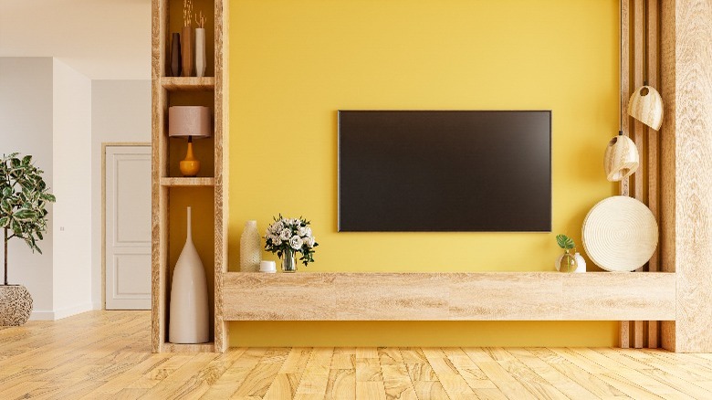 mounted TV in living room